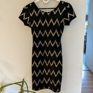 Black and gold mini dress